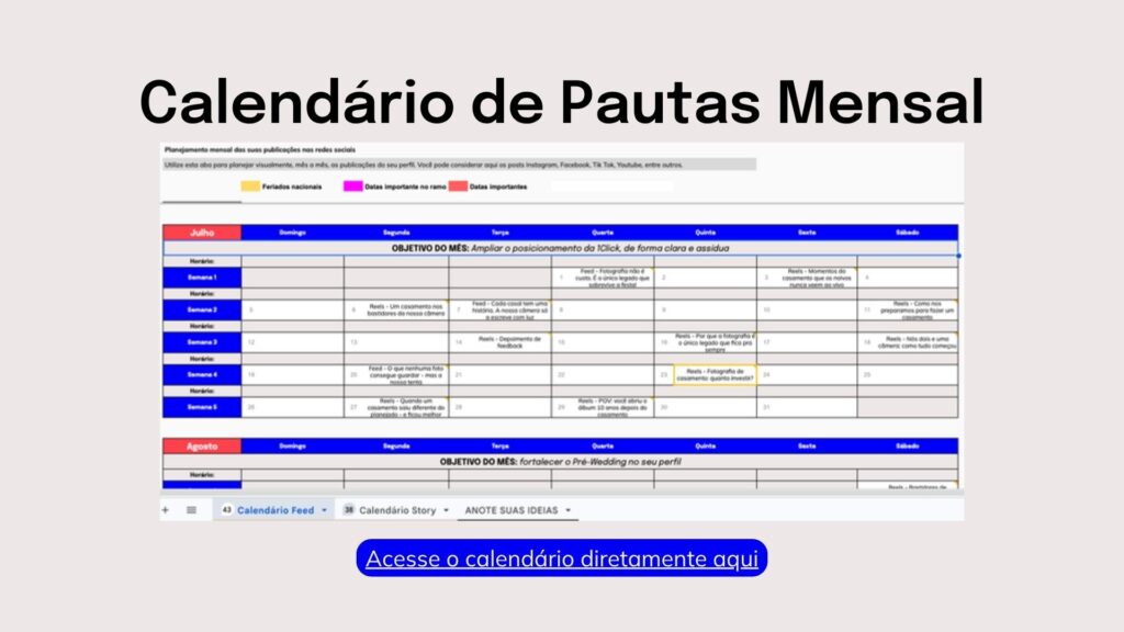 Planejamento de cronograma de conteúdo para redes sociais